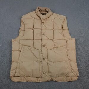 Vintage Tempco Vest Mens Large Beige Goose Down Quilted Puffer Outdoor Made USA